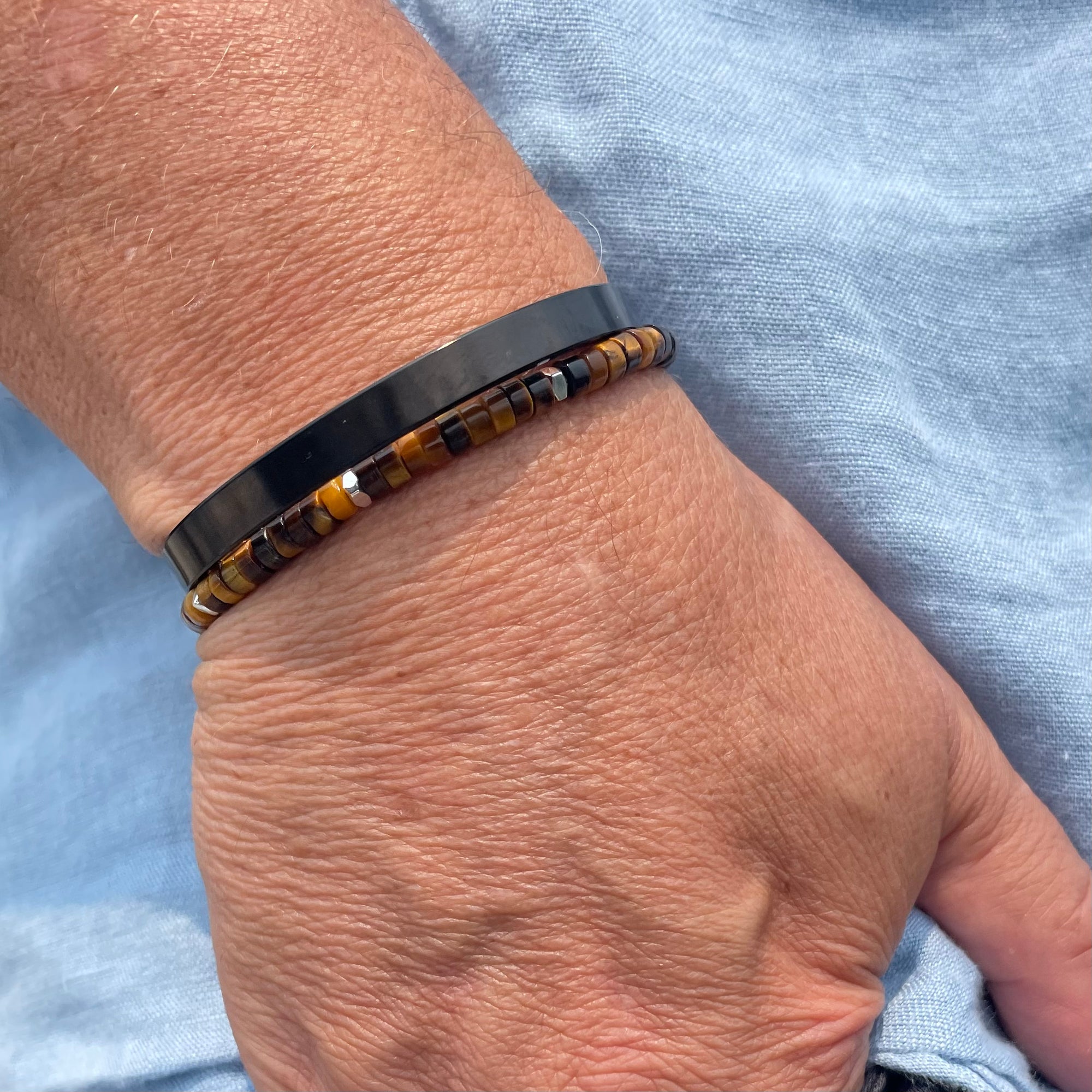 Ibiza -  Tiger Eye Heishi Stone Bracelet