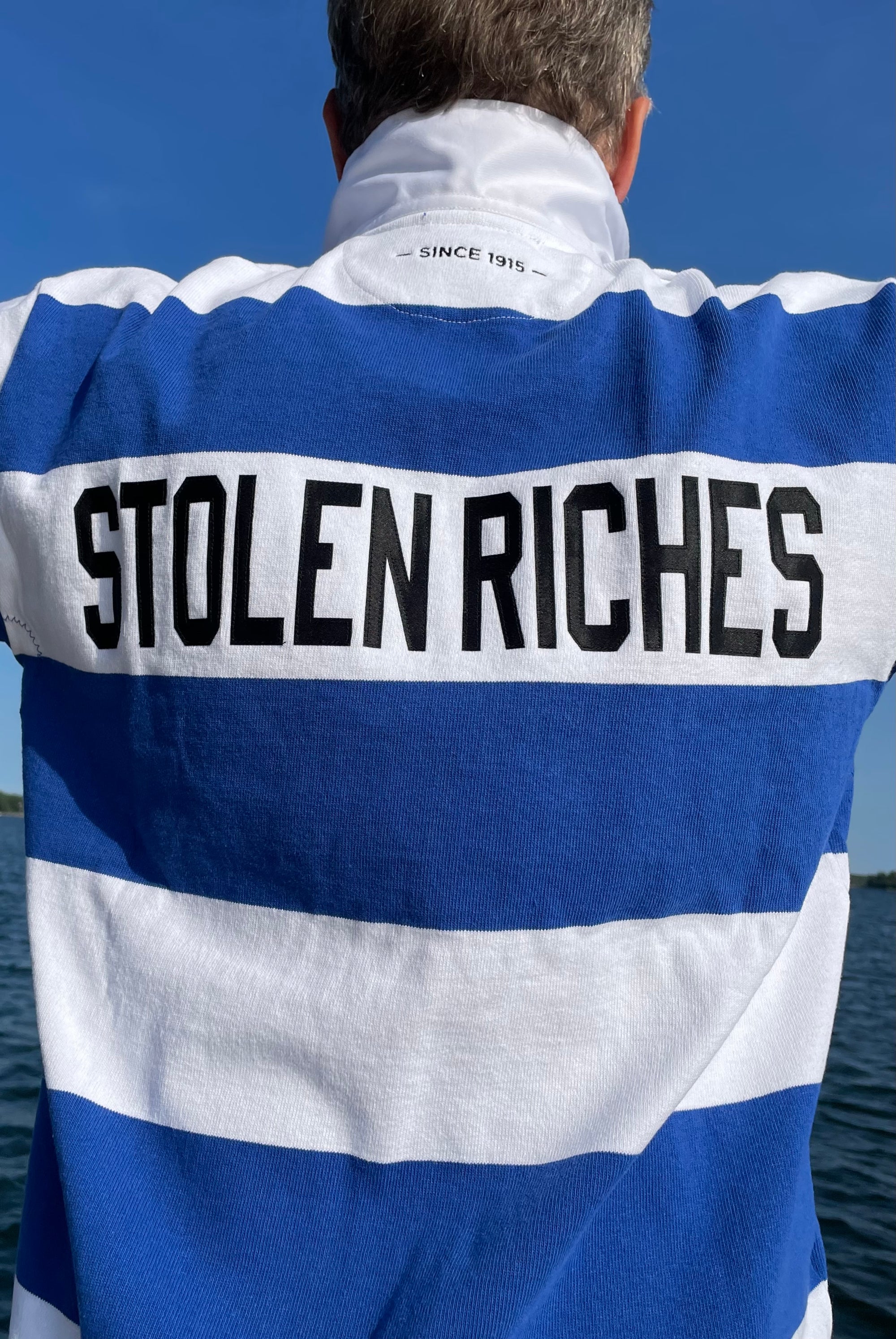 Royal Blue and White Stripe Rugby Shirt