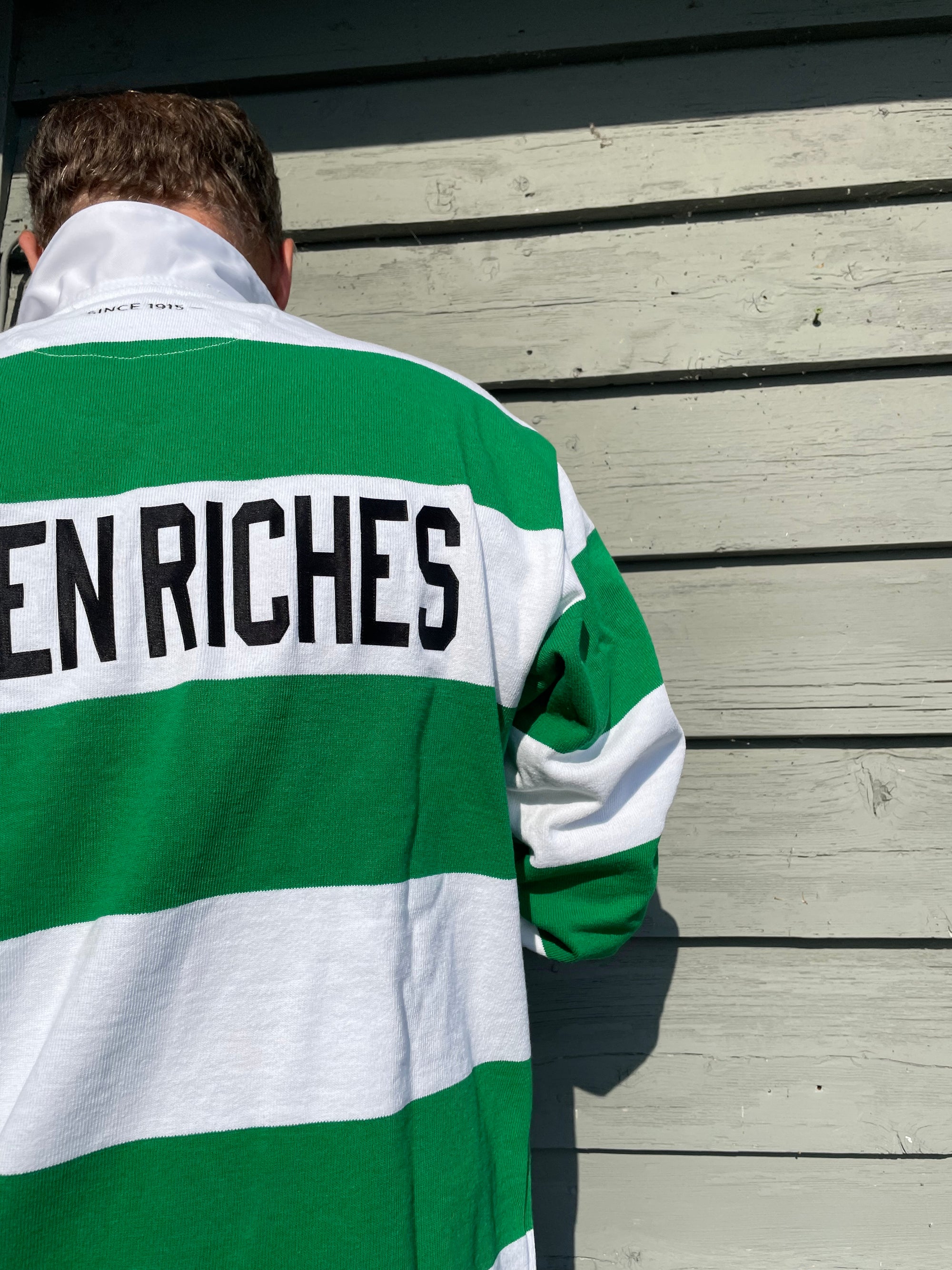Kelly Green and White Stripe Rugby Shirt