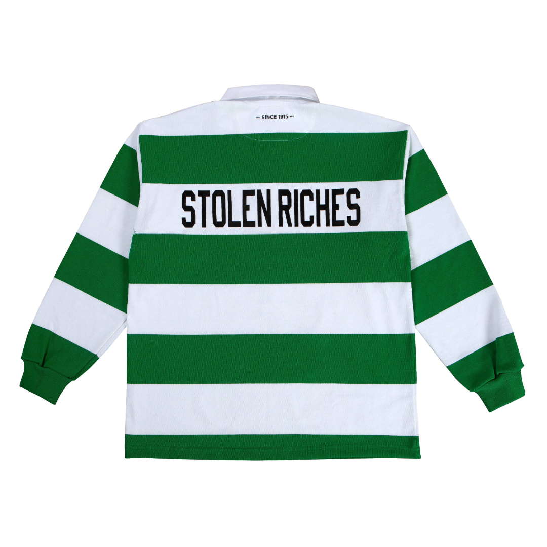Kelly Green and White Stripe Rugby Shirt