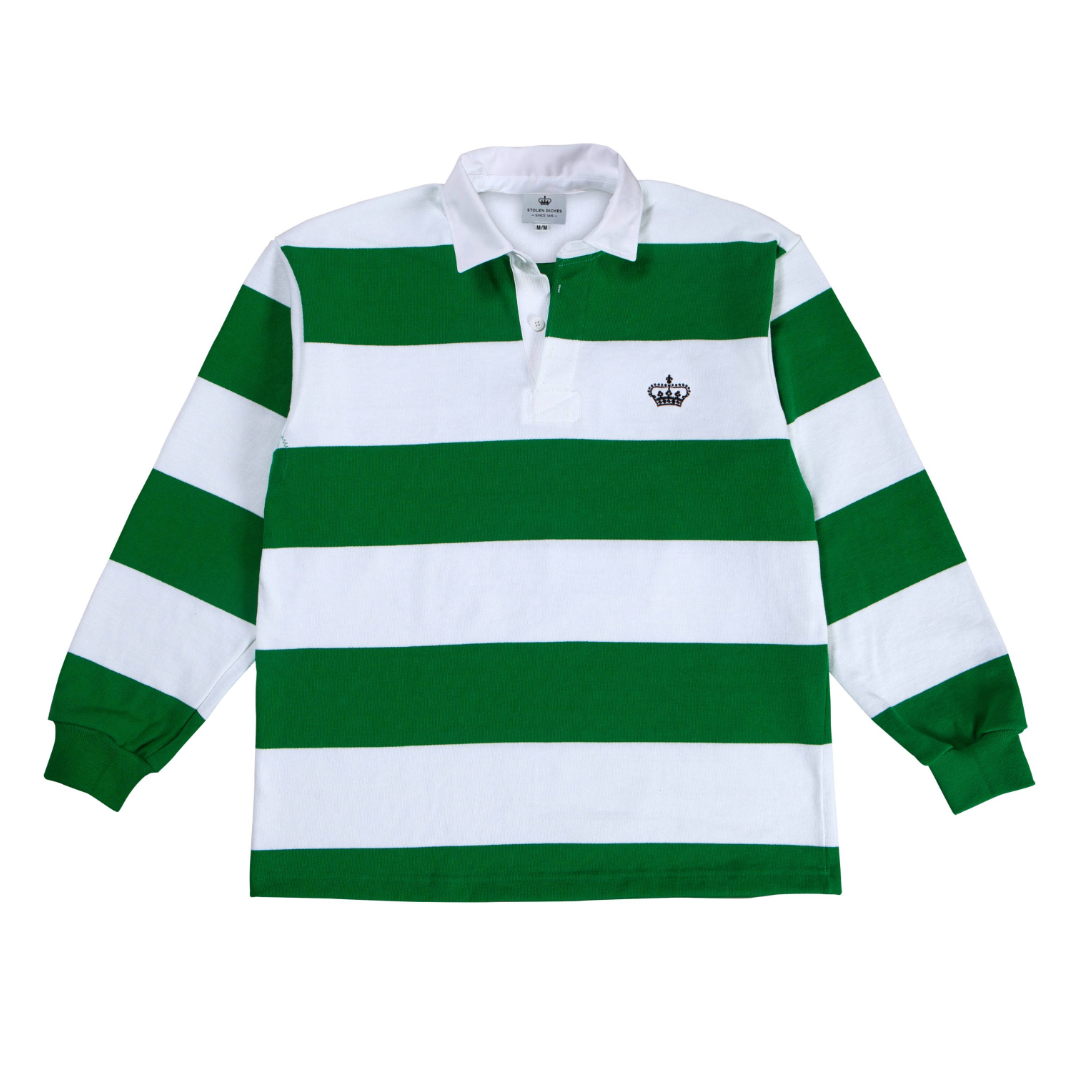 Kelly Green and White Stripe Rugby Shirt