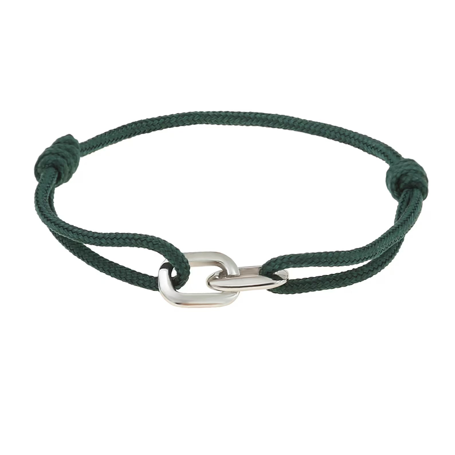 Braga - Green String Bracelet with Linked Chain Fixture