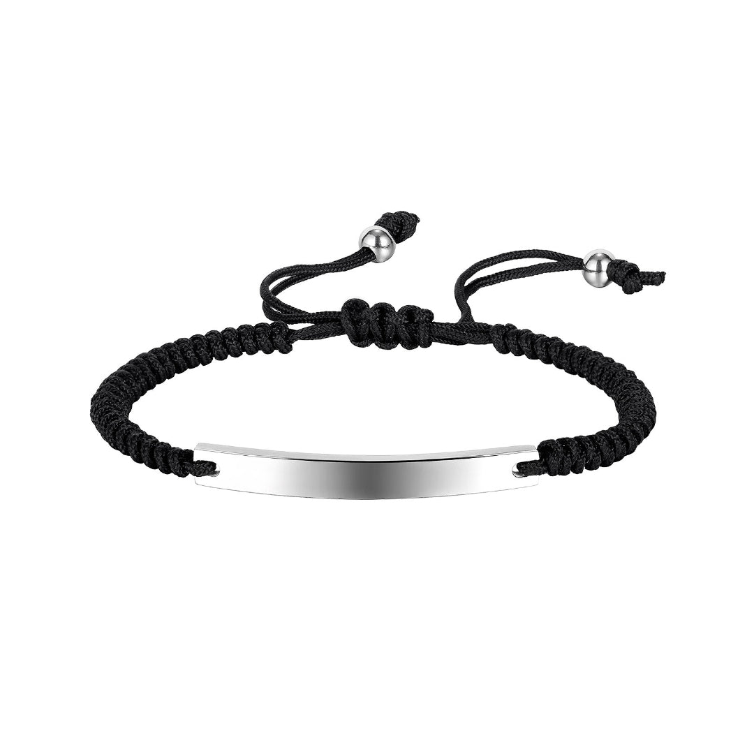 Faro - Black Braided Bracelet with Silver Rectangle Fixture