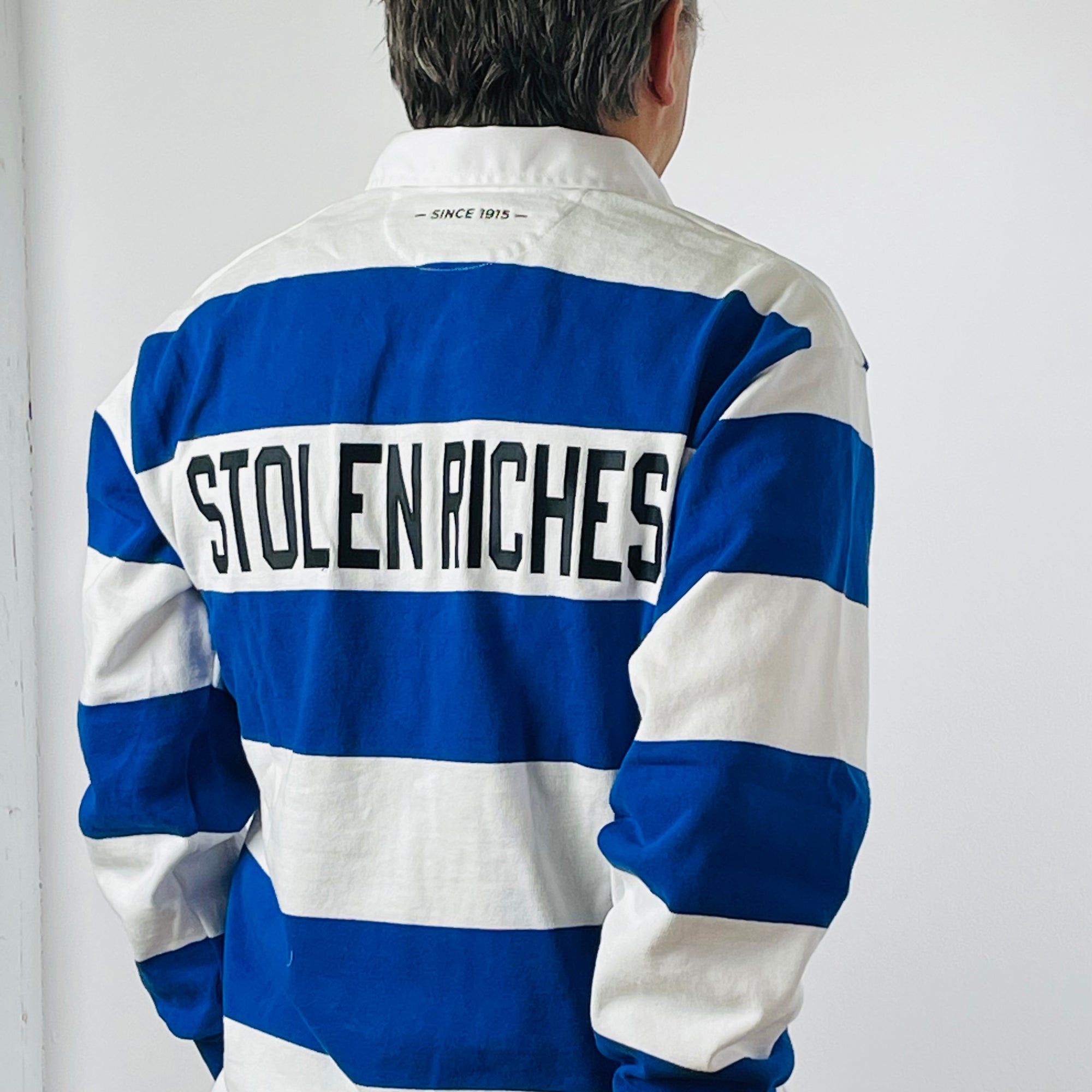 Royal Blue and White Stripe Rugby Shirt