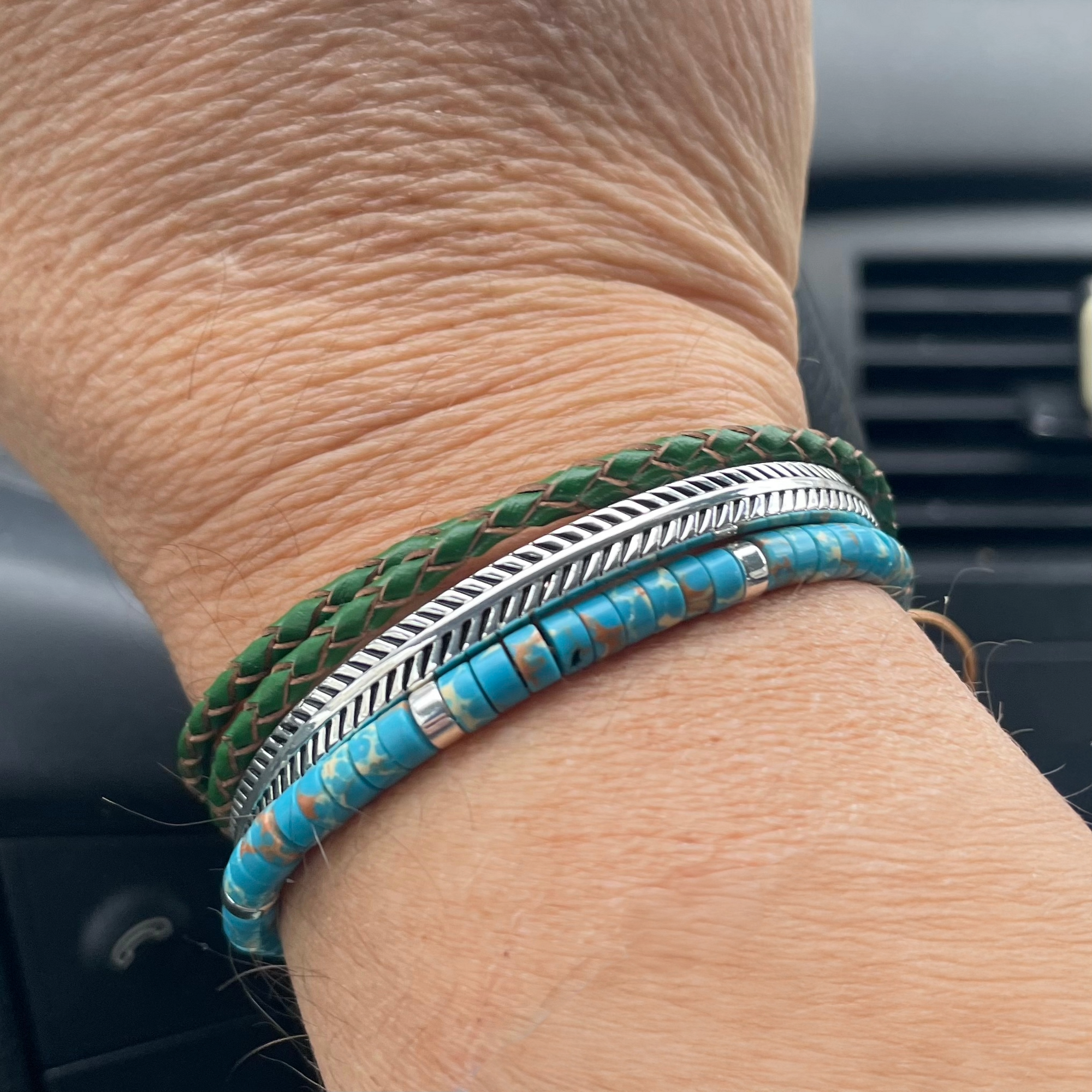 Sicily - Green Woven Leather Bracelet