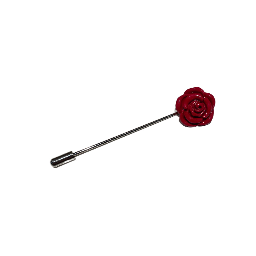 Red Enamel Flower Lapel Pin