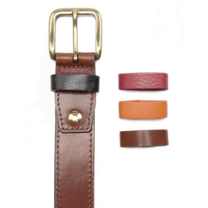 Brown Leather Dress Belt with Interchangeable Keeper - Stolen Riches
