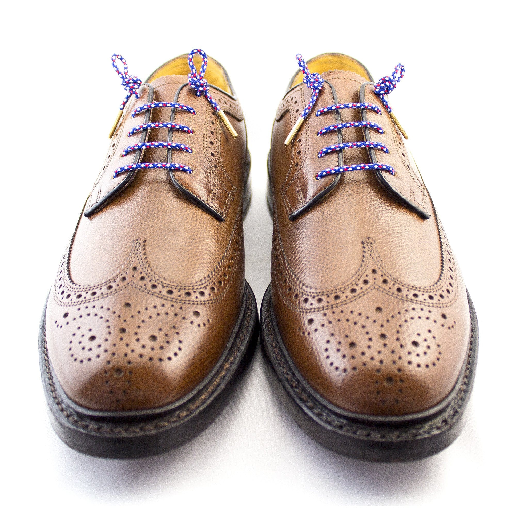 Blue, red and white laces for dress shoes, Length: 27"/69cm-Stolen Riches