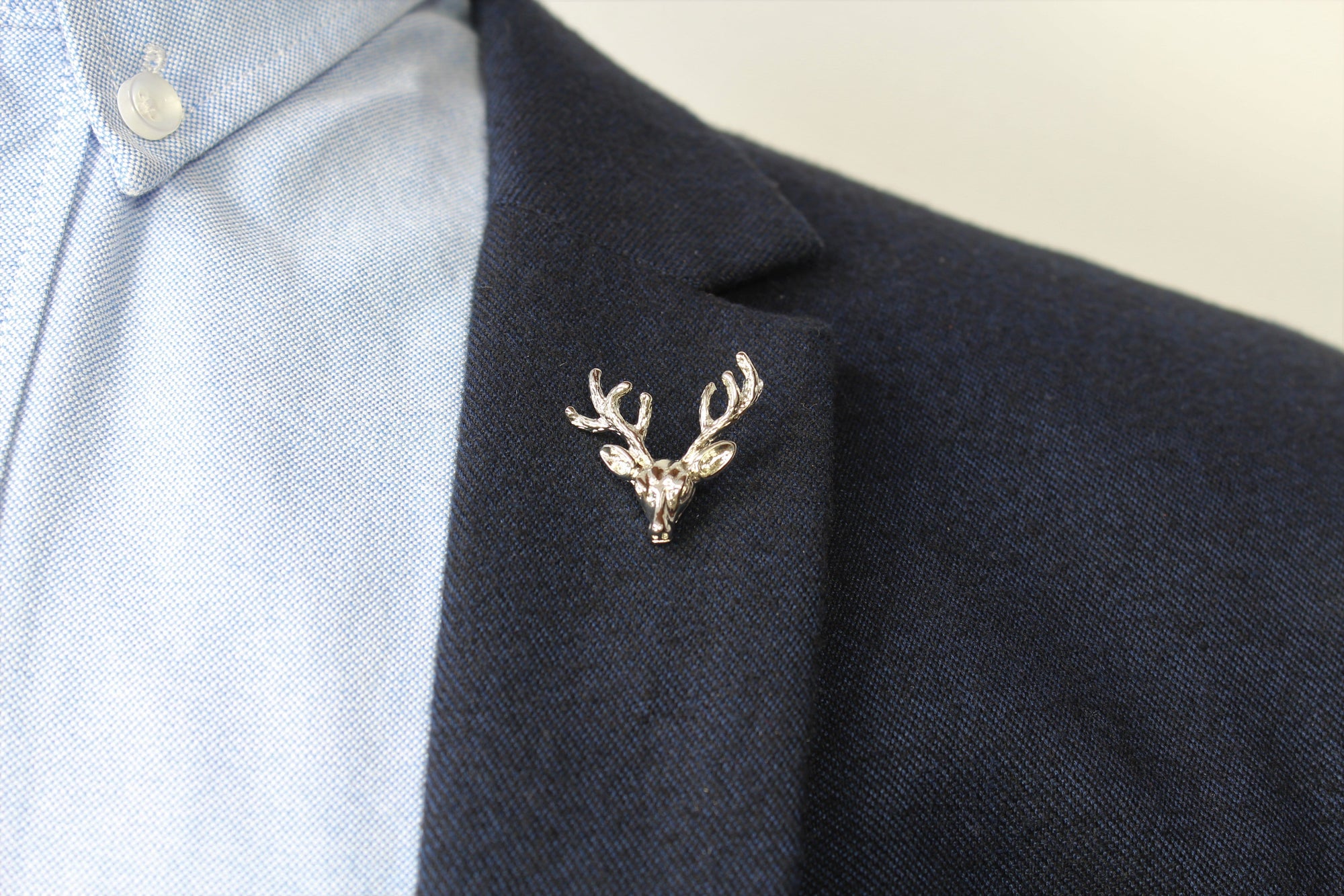 Deer Head Lapel Pin on blazer - Stolen Riches