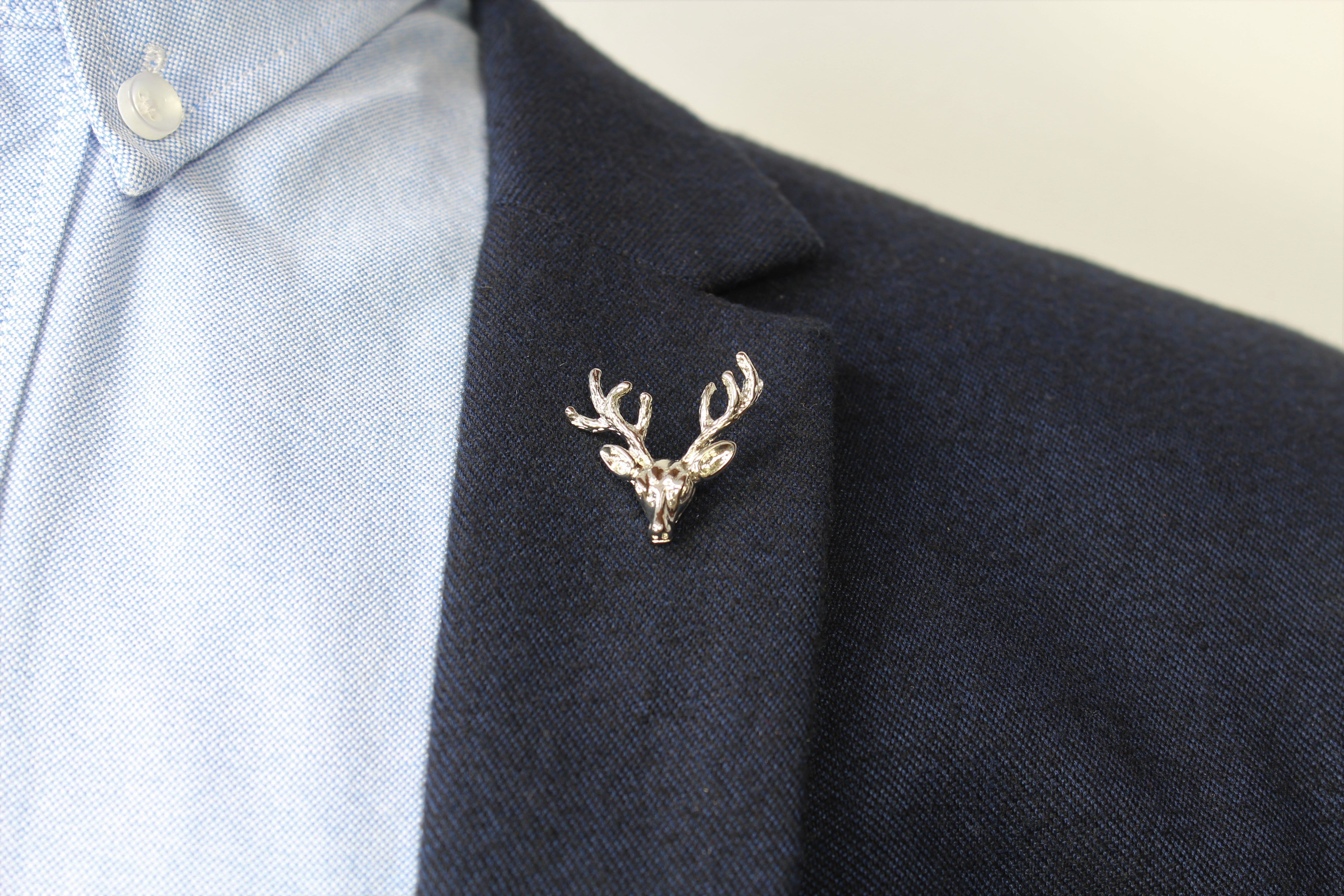 Deer Head Lapel Pin on blazer - Stolen Riches
