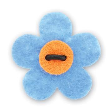 Flower Lapel Pin - Bishop Blue with Happiest Orange - Stolen Riches