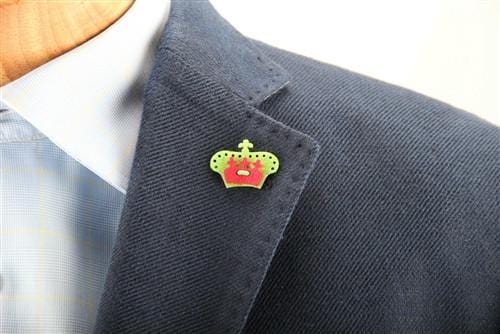 Crown Lapel Pin - Avalon Green with Portsalon Red - Stolen Riches