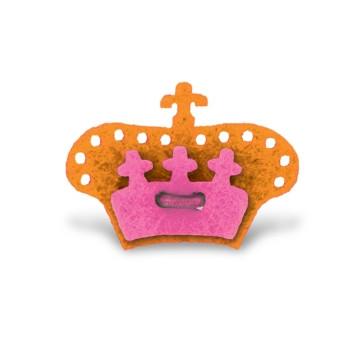 Crown Lapel Pin - Happiest Orange with Poona Pink - Stolen Riches