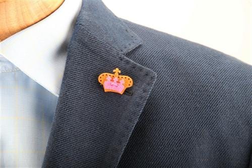 Crown Lapel Pin - Happiest Orange with Poona Pink - Stolen Riches