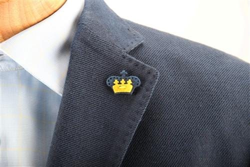 Crown Lapel Pin - Mission Blue with Huckleberry Yellow - Stolen Riches