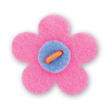 Flower Lapel Pin - Poona Pink with Bishop Blue - Stolen Riches