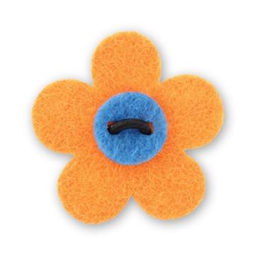 Flower Lapel Pin - Tiqui Orange with Dickie Blue - Stolen Riches