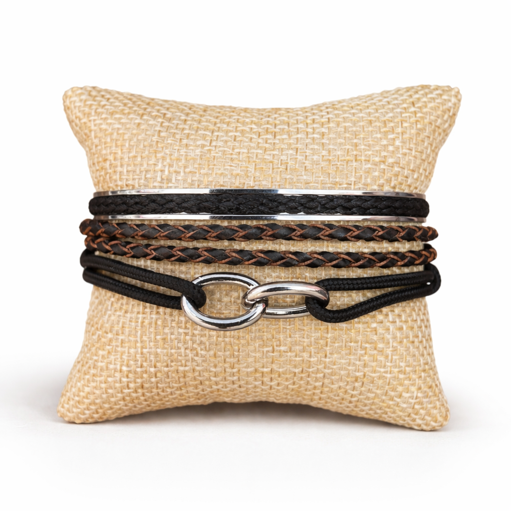 Black Braid Cuff Stack