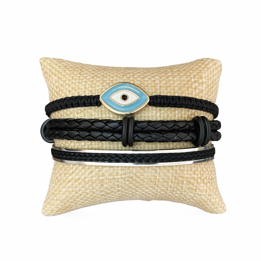 Black Evil Eye Bracelet Stack