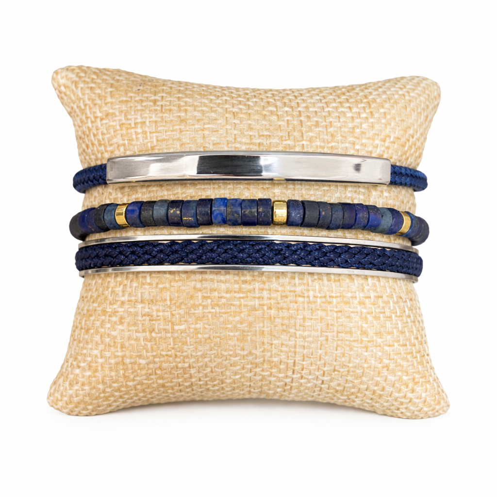 Blue Bar Bracelet Stack