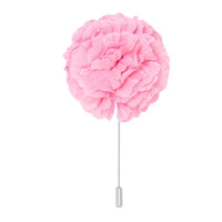 cotton flower lapel pin on white Light pink background men’s boutonniere
