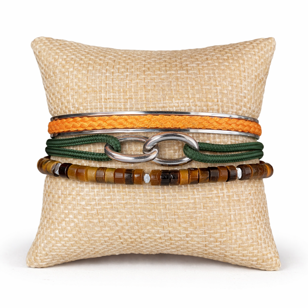 Orange Braid Cuff Stack