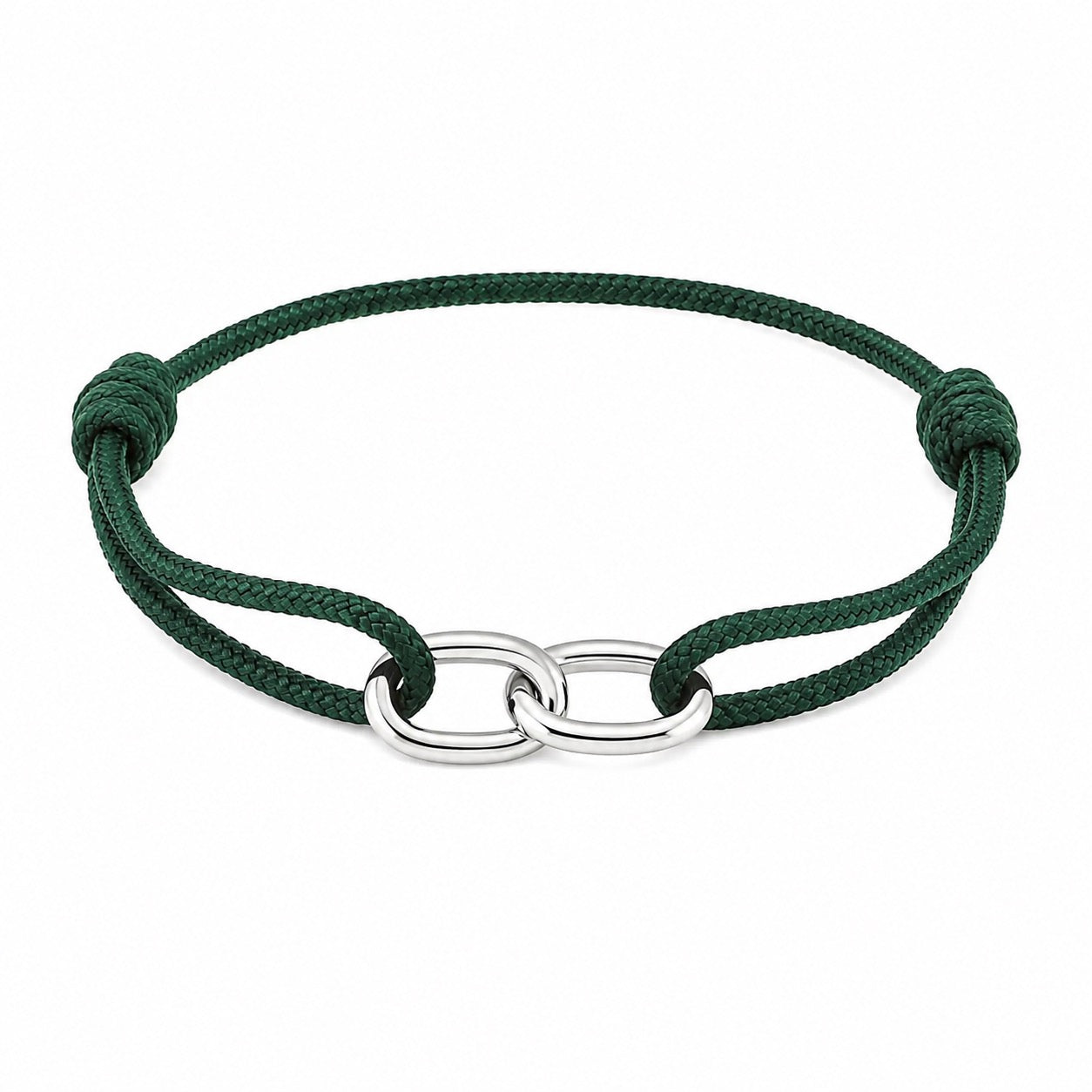 Braga - Green String Bracelet with Linked Chain Fixture