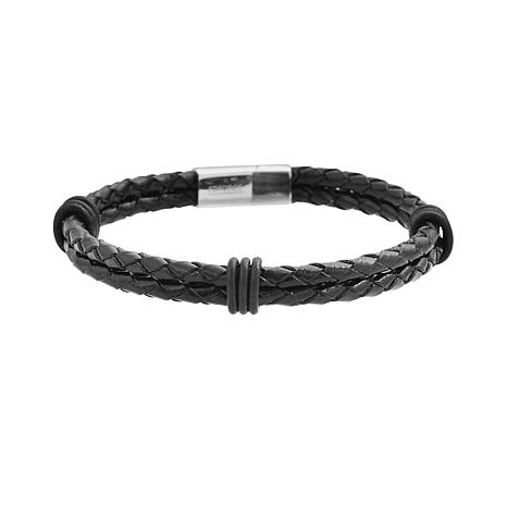 Elba - Black Braided Leather Stack Bracelet - Stolen Riches