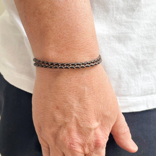 Sicily - Black Woven Leather Bracelet - Stolen Riches