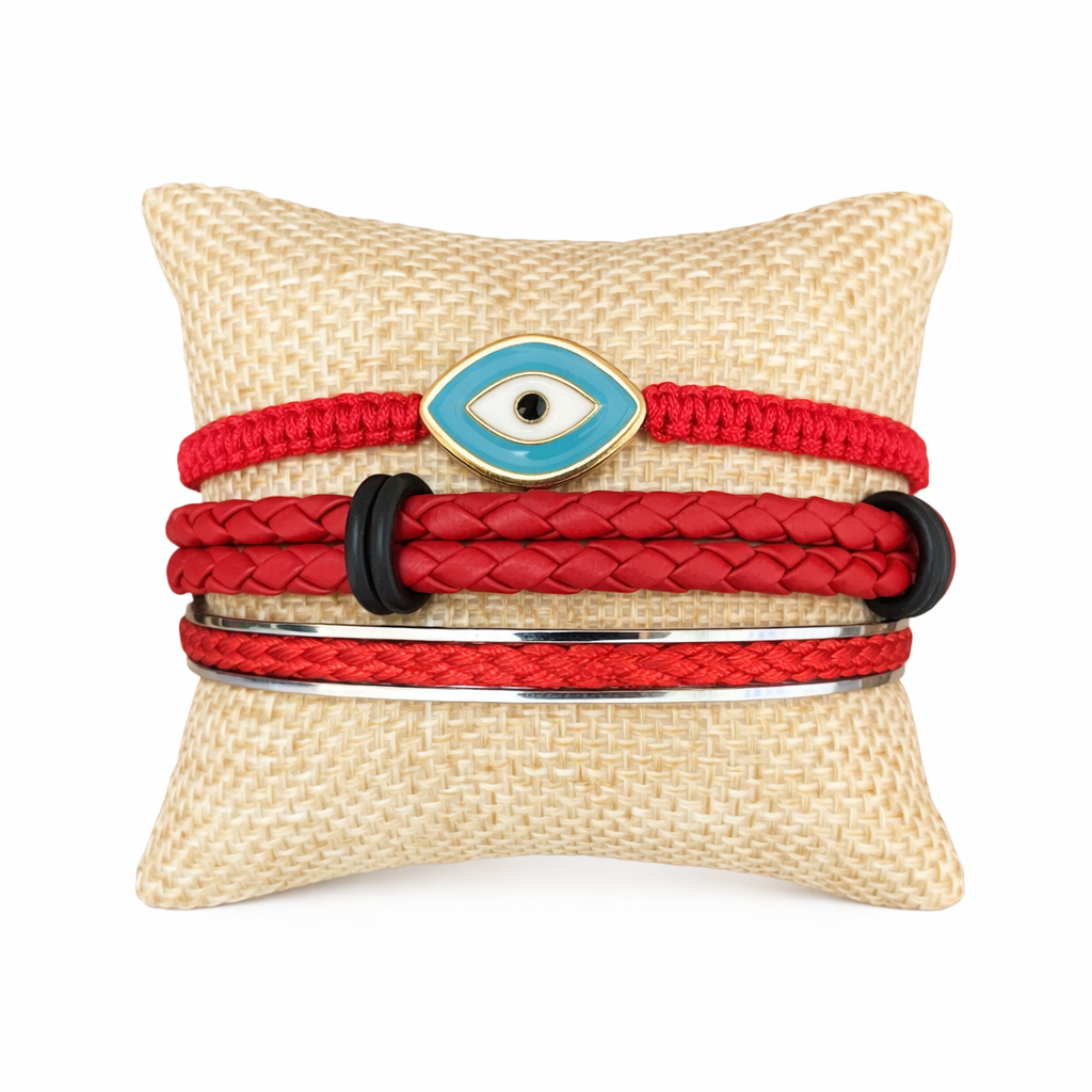 Red Evil Eye Bracelet Stack