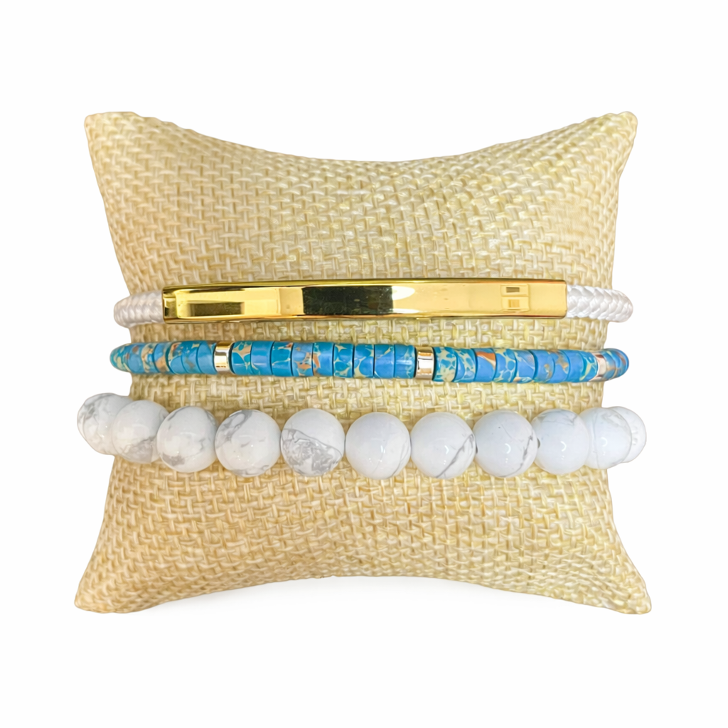 White Bar Bracelet Stack