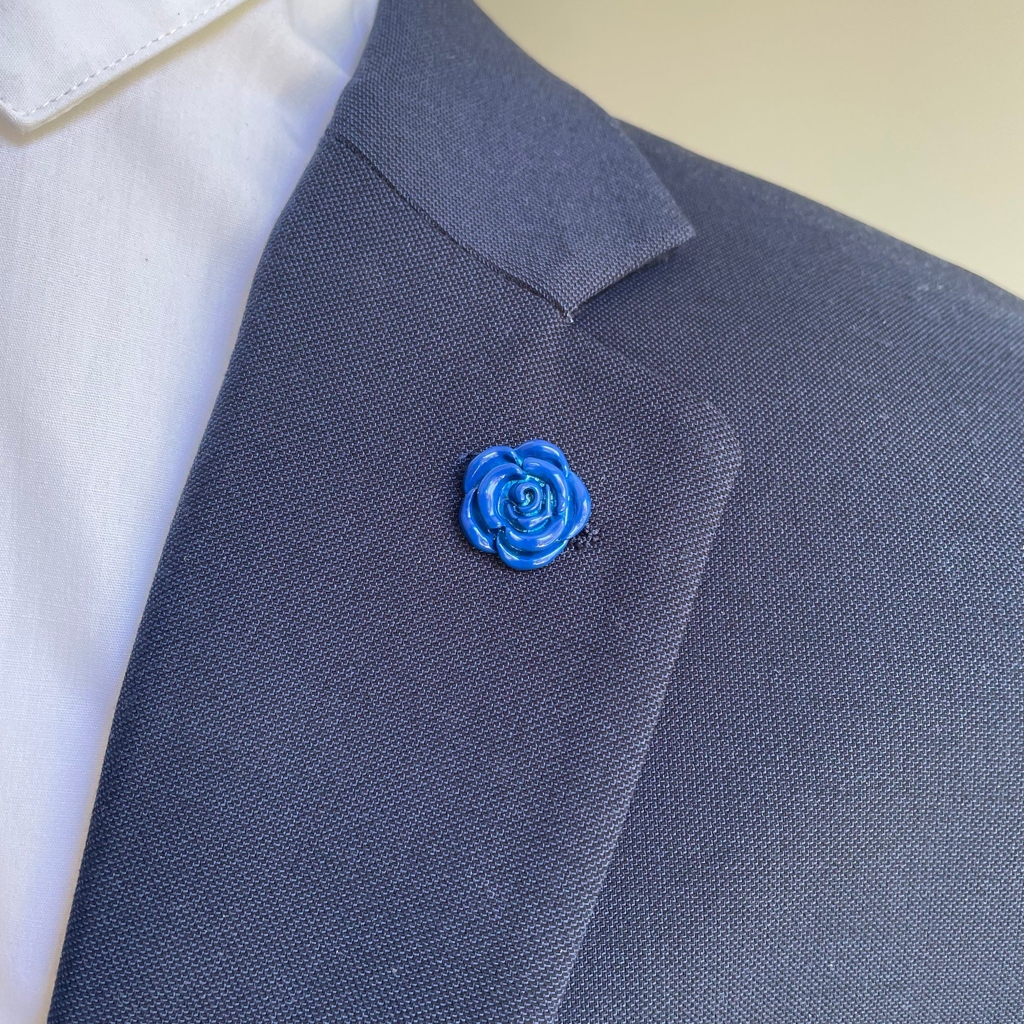 Blue Enamel Flower Lapel Pin