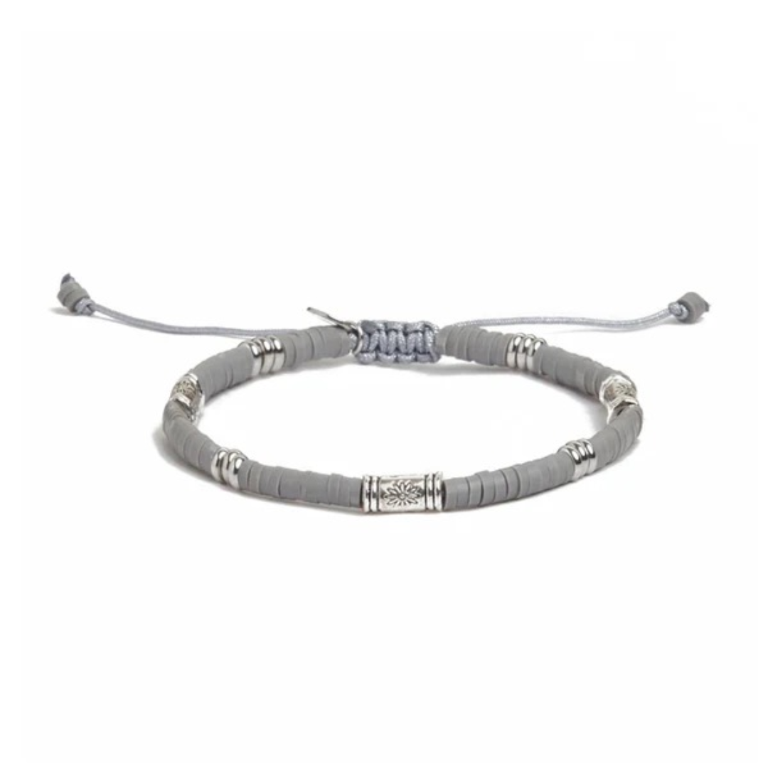 grey clay disc bead bracelet by Stolen Riches
