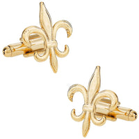 gold fleur de lis cufflinks in polished metal with classic heritage design
