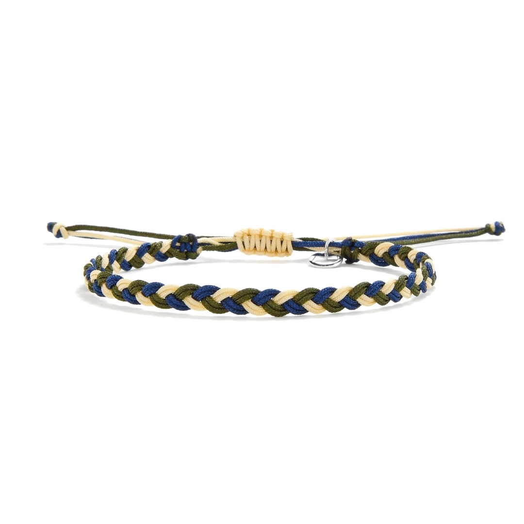 army green navy and cream woven bracelet by Stolen Riches