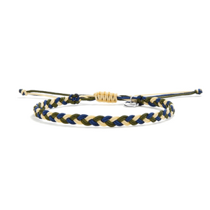 army green navy and cream woven bracelet by Stolen Riches