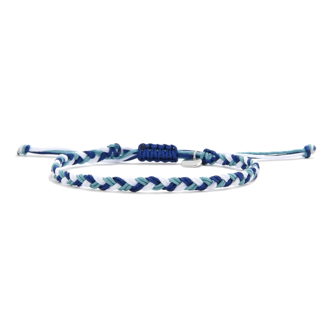 navy white and turquoise woven bracelet by Stolen Riches