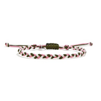 pink white and army green woven bracelet by Stolen Riches