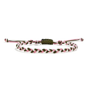 pink white and army green woven bracelet by Stolen Riches