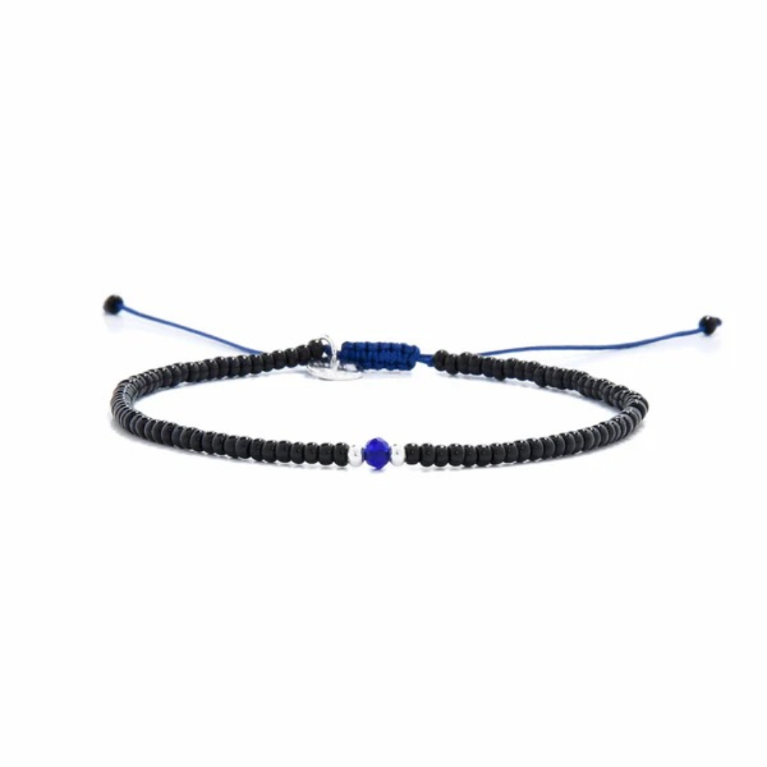 black glass bead bracelet by Stolen Riches