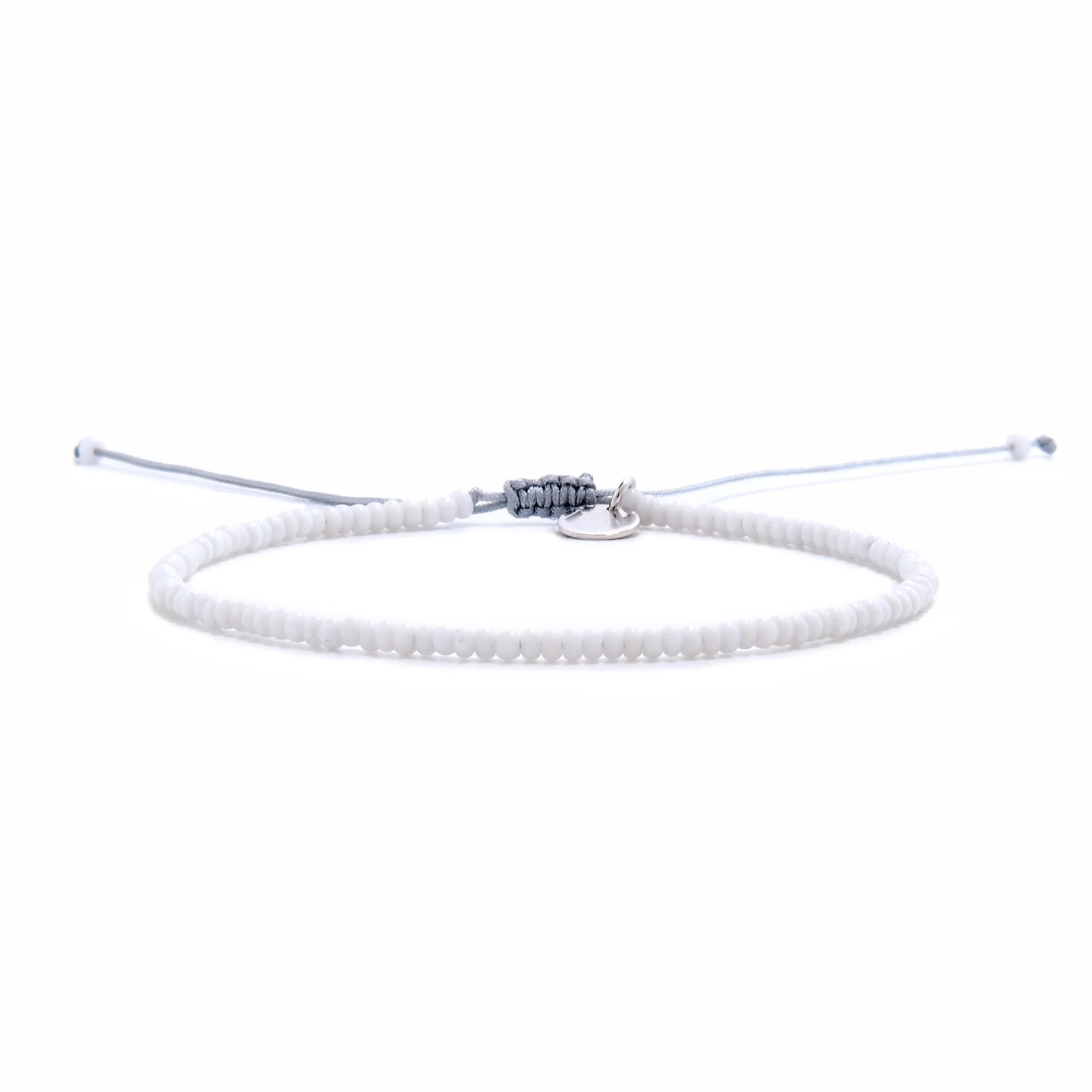 white glass bead bracelet by Stolen Riches
