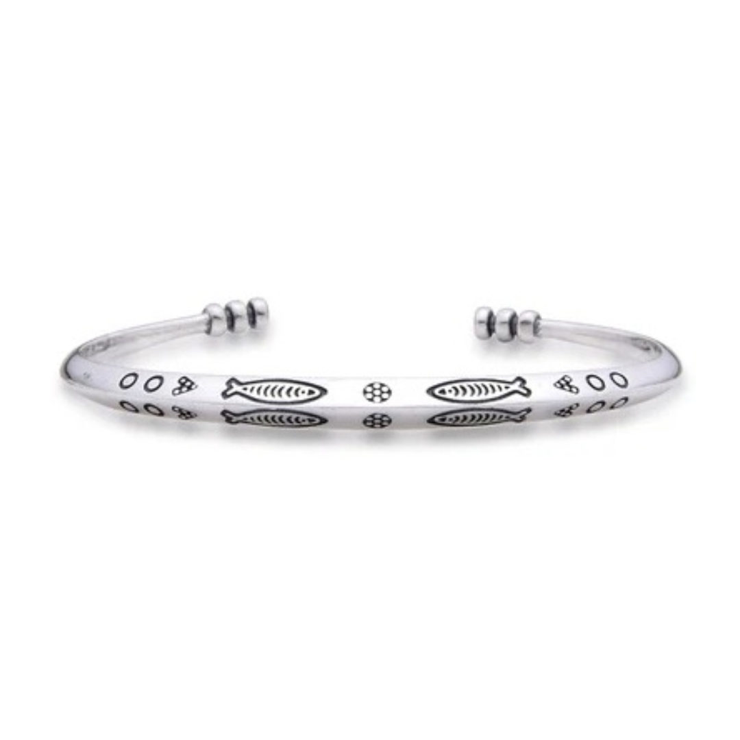 fish engraved silver cuff bracelet by Stolen Riches