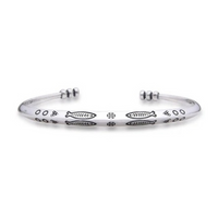 fish engraved silver cuff bracelet by Stolen Riches