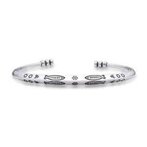 fish engraved silver cuff bracelet by Stolen Riches