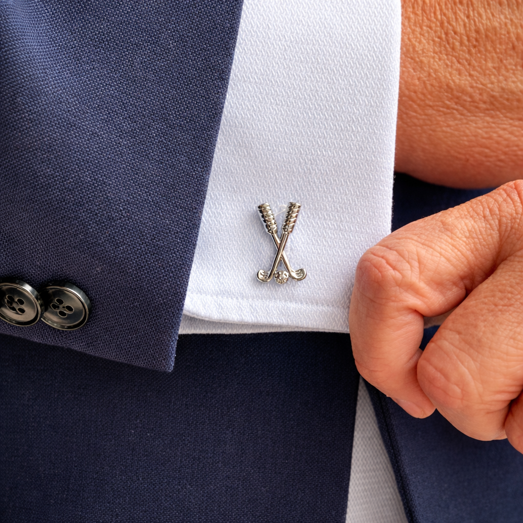 Golf Clubs Silver Cufflinks