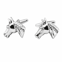silver horse head cufflinks with detailed sculpted finish