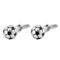 soccer ball cufflinks in polished silver with black panel detail
