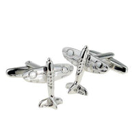 spitfire airplane cufflinks in silver inspired by vintage aircraft design