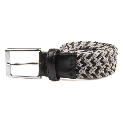 Black elastic belt with silver buckle deals