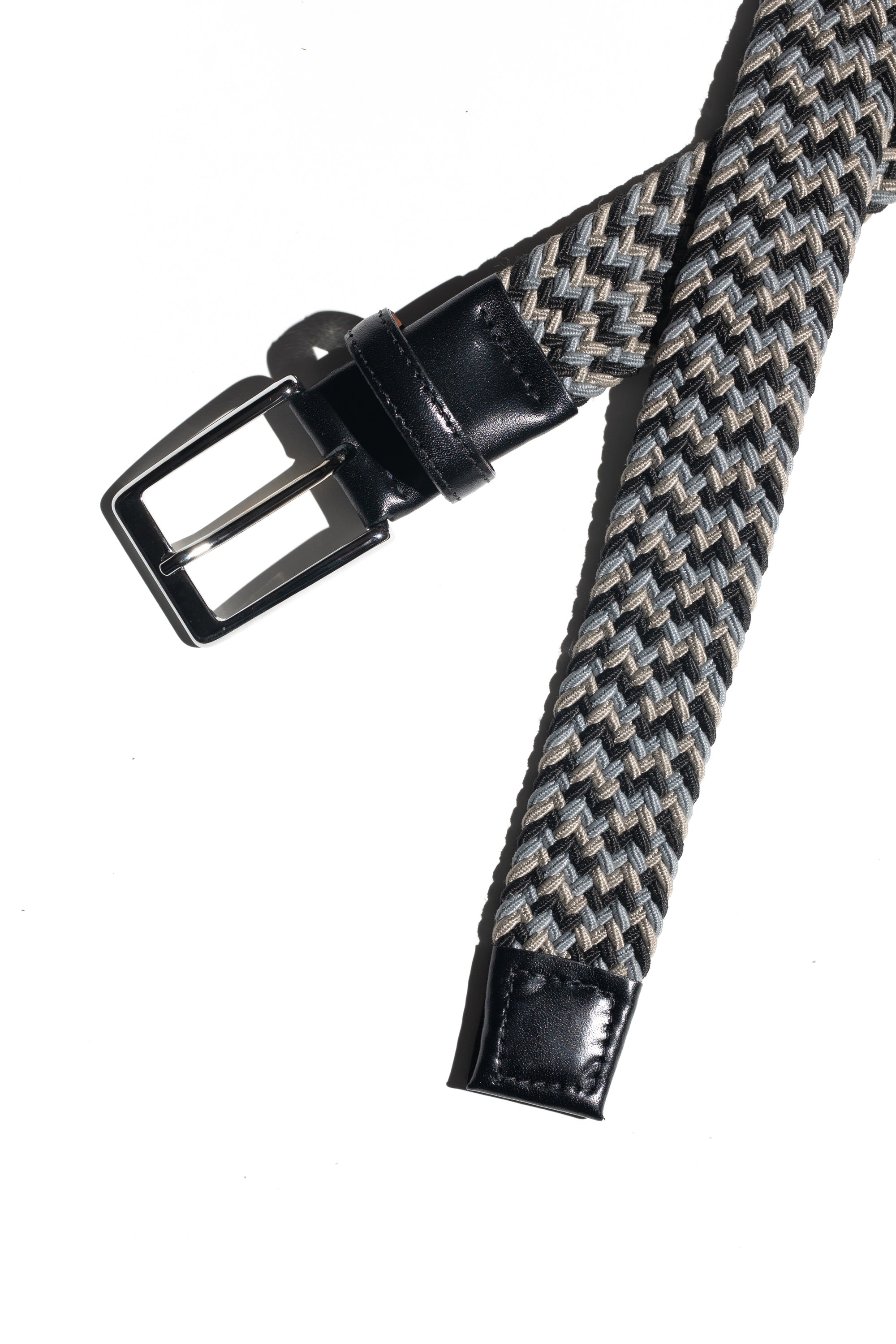 Multi Black, Grey and Silver - Woven Stretch Belt